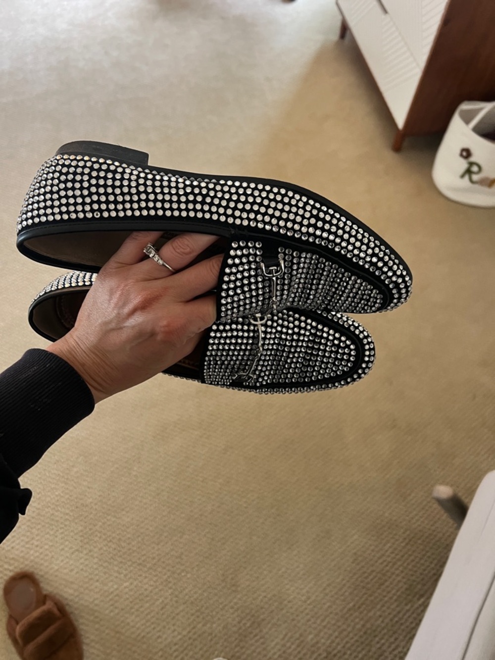 Sam Edelman Black Crystal-Embellished women  Loafers - Picture 5 of 7